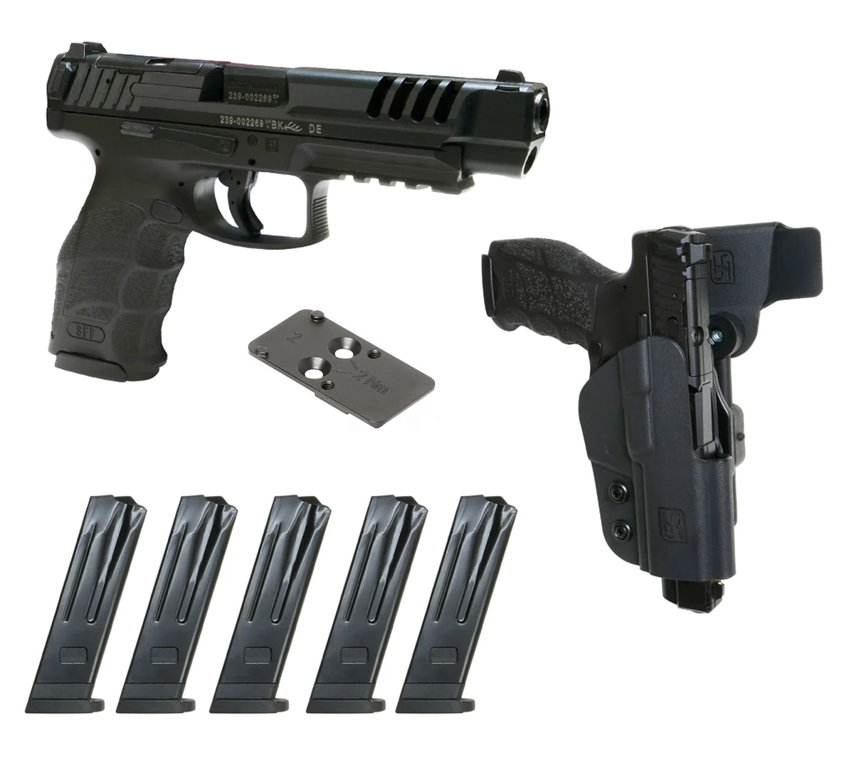 H AND K SFP9L-SF-OR PADDLE MAG RELEASE – CAL. 9 MM X 19 PARA 127MM – 4x MAGAZINES AND GHOST THUNDER HOLSTER – BLACK
