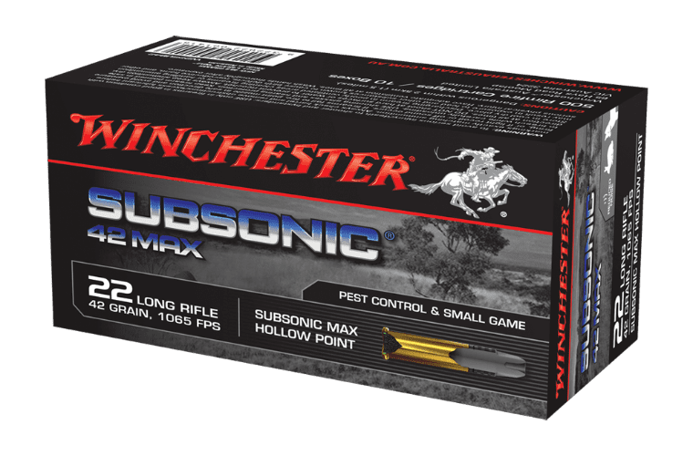 WINCHESTER SUBSONIC MAX 22LR 42GR HP – 50 PACK