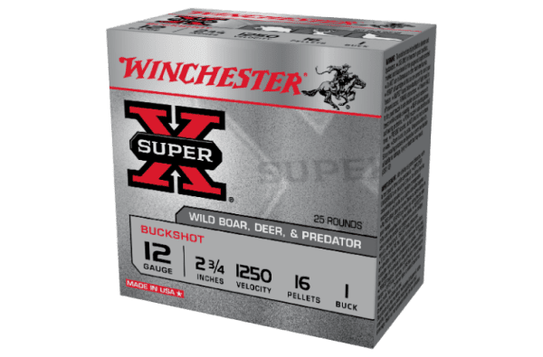 WINCHESTER BUCKSHOT 12G No1 BUCK 2 3/4 INCH 16 PELLET (25 ROUNDS)