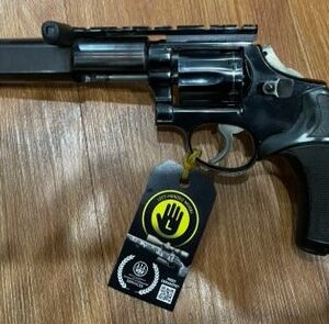 SMITH N WESSON MODEL 14 IN 38 SPECIAL WITH COMP BARREL AND HAMMERLESS.175MM BARREL