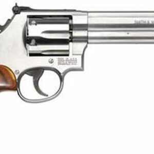 Smith & Wesson 686 Plus Deluxe, Revolver 357 Mag/38 Spec, 6″ Barrel, Stainless Finish, Wood Grips, 7Rd, Adjustable Sights