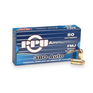 PPU .380 ACP, FMJ, 94 Grain, 50 Rounds