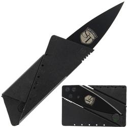 Folding Locking Credit Card Knife Black Stainless Steel