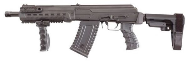 Kalashnikov Komard AK-Pattern, 12 Ga 3", 12.5" Barrel, OAL 31.5", Black, SBA3 Brace, CAA Pistol and Forward Grip, 5rd Mags
