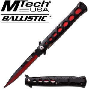 MTECH USA BALLISTIC STEEL FOLDING KNIFE RED 9”