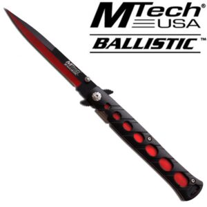 MTECH USA BALLISTIC STEEL FOLDING KNIFE RED 9”