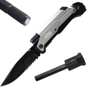 GF THUNDER 5-IN-1 FOLDING KNIFE W/ LED LIGHT & FIRE STARTER