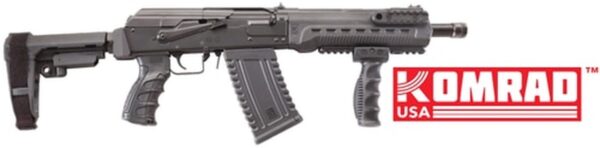 Kalashnikov Komard AK-Pattern, 12 Ga 3", 12.5" Barrel, OAL 31.5", Black, SBA3 Brace, CAA Pistol and Forward Grip, 5rd Mags